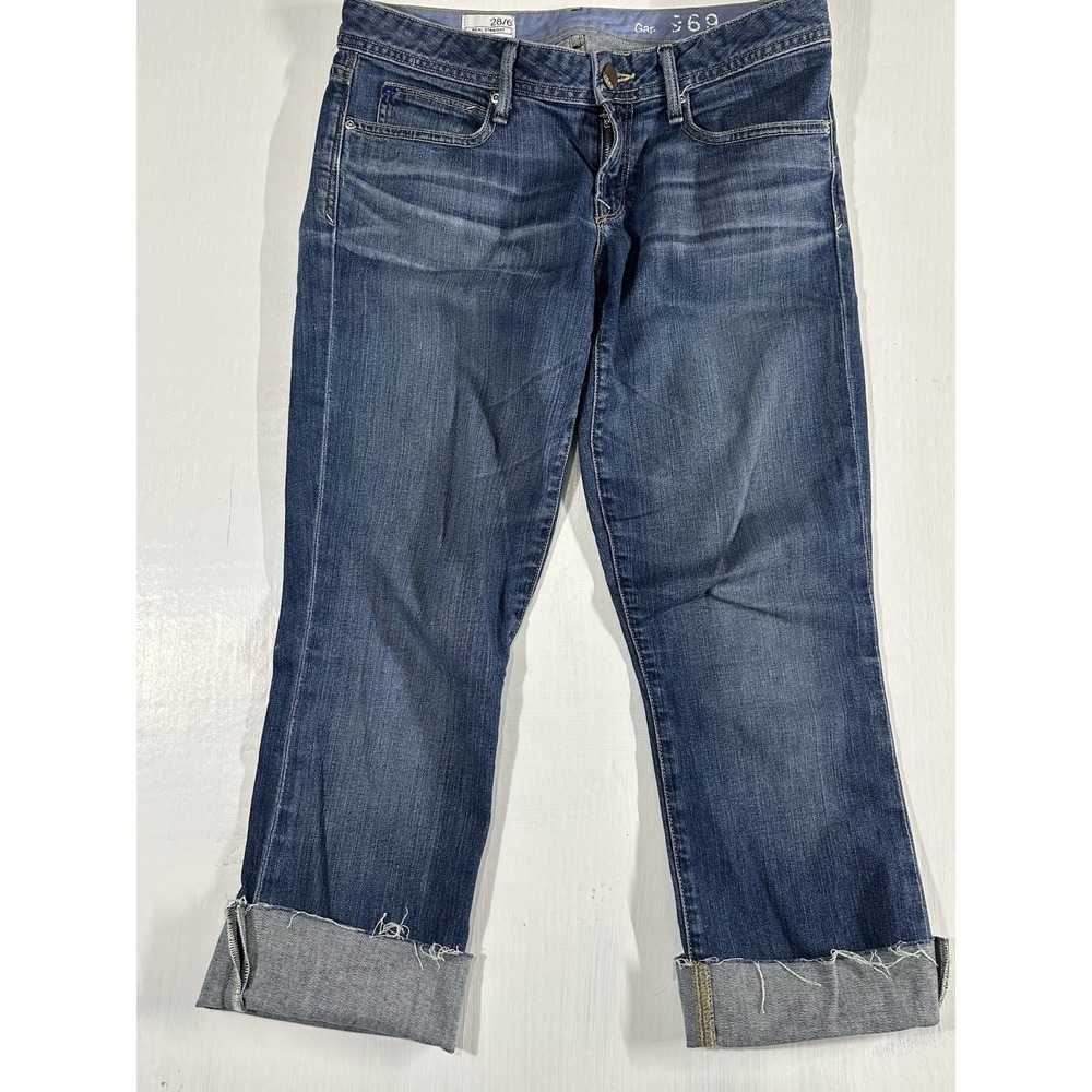 Gap Jeans 6 28 Womens Premium Straight Leg Cropped Crop Blue Cuffed